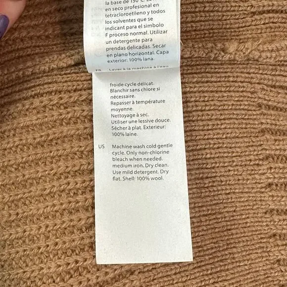 COS Men's Cable Knit Sweater Vest 100% Wool Sleeveless Full Zip Rib Knit, Tan - Picture 13 of 14